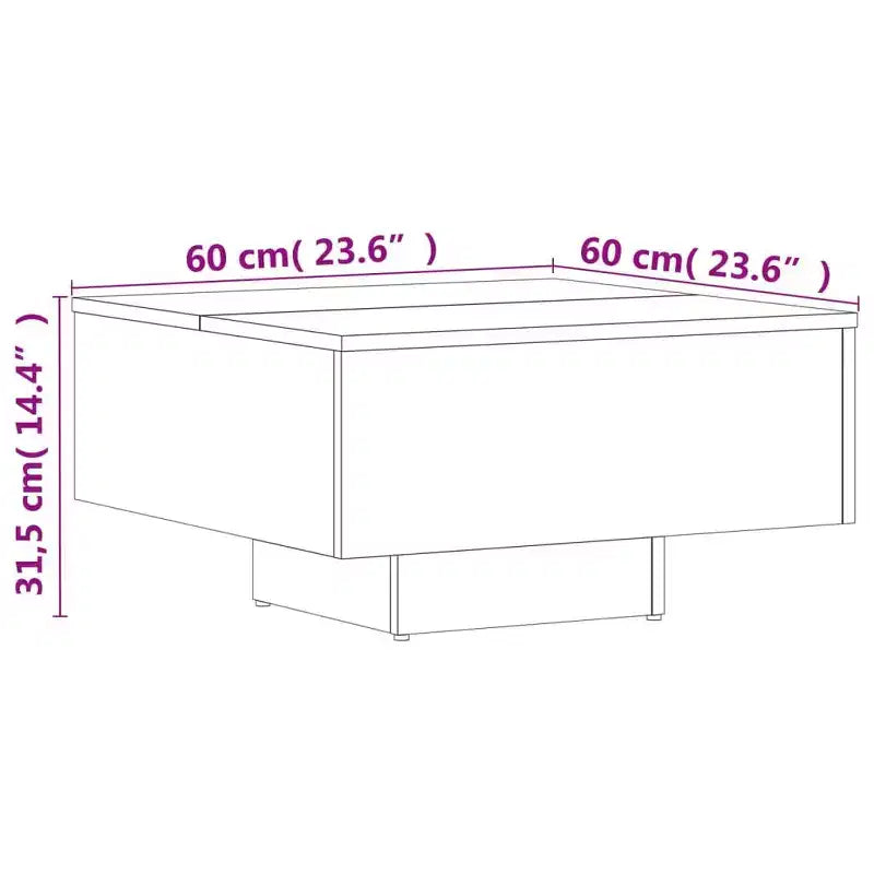 vidaXL Coffee Table White Engineered Wood 23.6 in x 23.6 in x 12.4 in