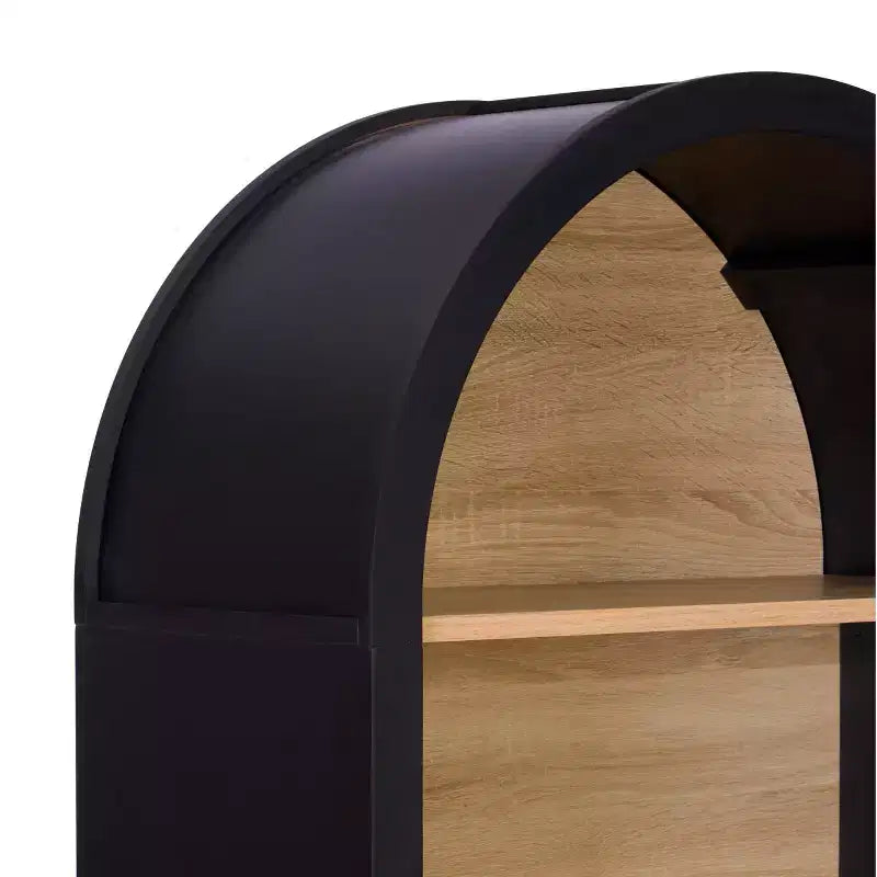 Arched Accent Storage Cabinet with Doors and Shelves, Modern Display Bookshelf with Hidden Storage for Living Room or Office - Panipeachy