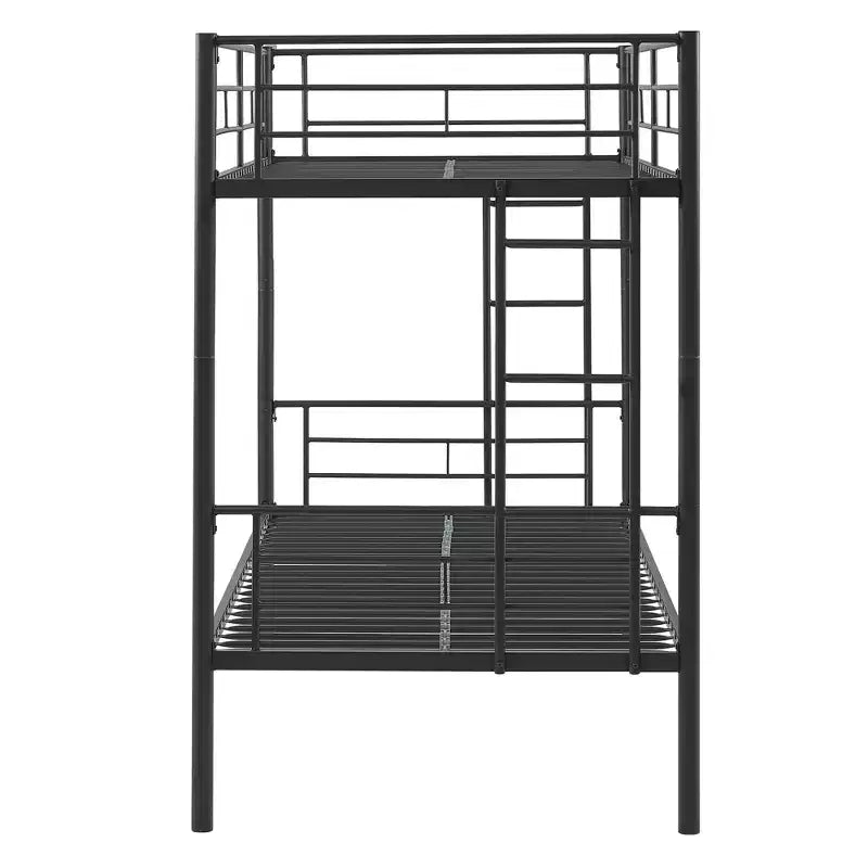 VECELO Metal Bunk Bed Twin Over Twin, Industrial Bunkbeds with Ladder and Full-Length Guardrail