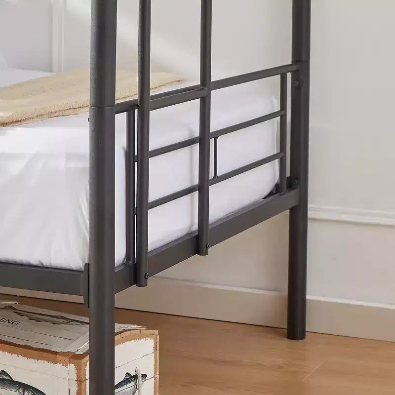 VECELO Metal Bunk Bed Twin Over Twin, Industrial Bunkbeds with Ladder and Full-Length Guardrail