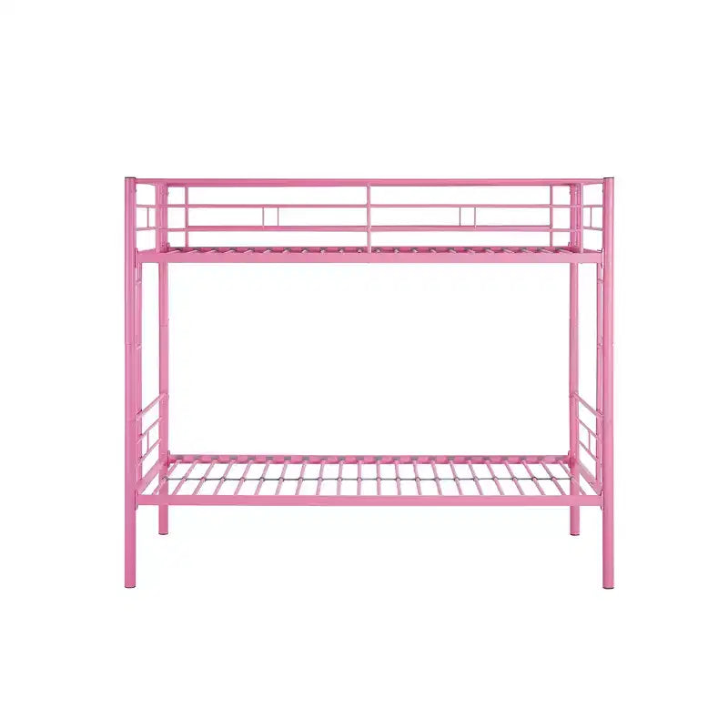 VECELO Metal Bunk Bed Twin Over Twin, Industrial Bunkbeds with Ladder and Full-Length Guardrail