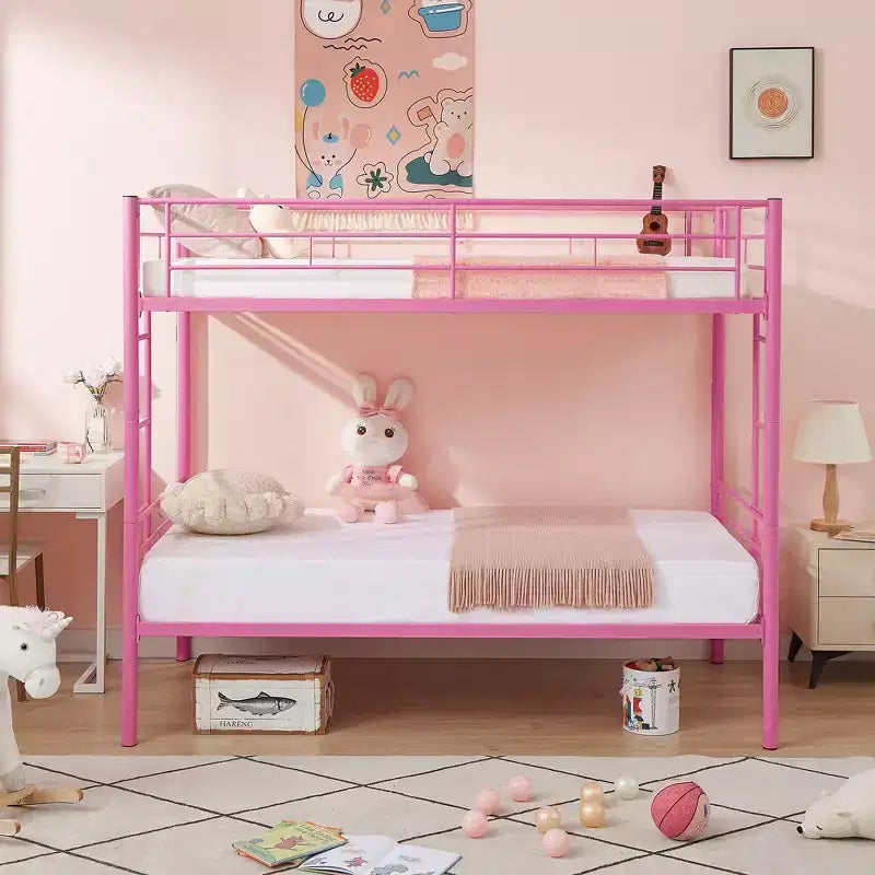 VECELO Metal Bunk Bed Twin Over Twin, Industrial Bunkbeds with Ladder and Full-Length Guardrail