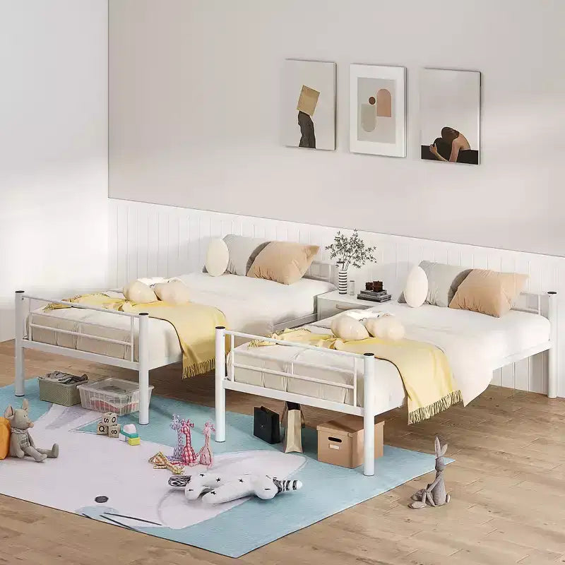 VECELO Metal Bunk Bed Twin Over Twin, Industrial Bunkbeds with Ladder and Full-Length Guardrail