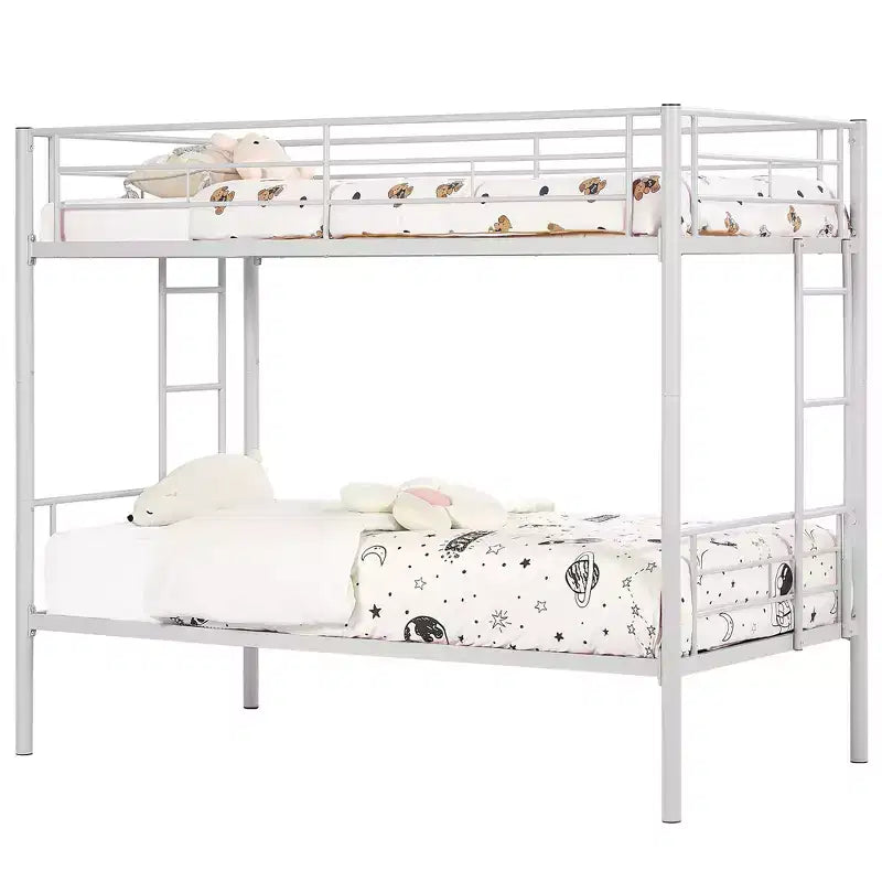 VECELO Metal Bunk Bed Twin Over Twin, Industrial Bunkbeds with Ladder and Full-Length Guardrail