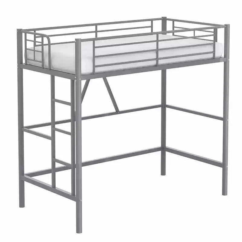 VECELO Metal Bunk Bed Twin Over Twin, Industrial Bunkbeds with Ladder and Full-Length Guardrail