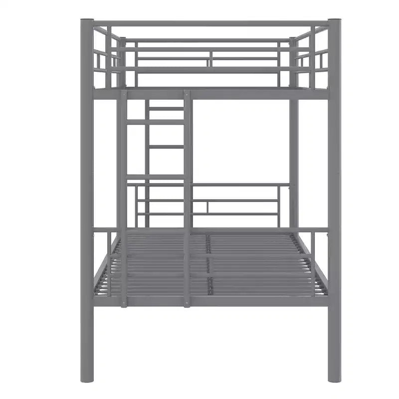 VECELO Metal Bunk Bed Twin Over Twin, Industrial Bunkbeds with Ladder and Full-Length Guardrail