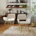 FurnitureR 2-Pack Upholstered Dining Chairs with Arms, Modern Accent Chairs with Ergonomic Curved Back and Wood-Look Legs for Kitchen & Living Room