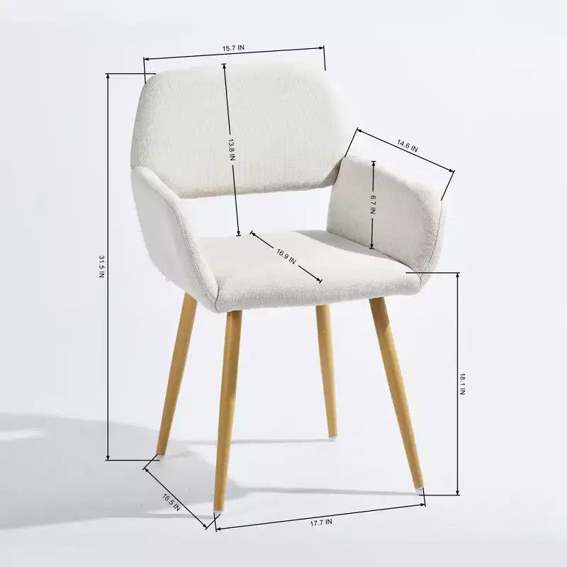 FurnitureR Lot de 2 chaises de salle à manger rembourrées avec accoudoirs, chaises d'appoint modernes avec dossier incurvé ergonomique et pieds aspect bois pour cuisine et salon