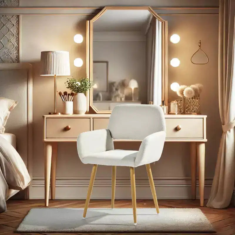 FurnitureR Lot de 2 chaises de salle à manger rembourrées avec accoudoirs, chaises d'appoint modernes avec dossier incurvé ergonomique et pieds aspect bois pour cuisine et salon