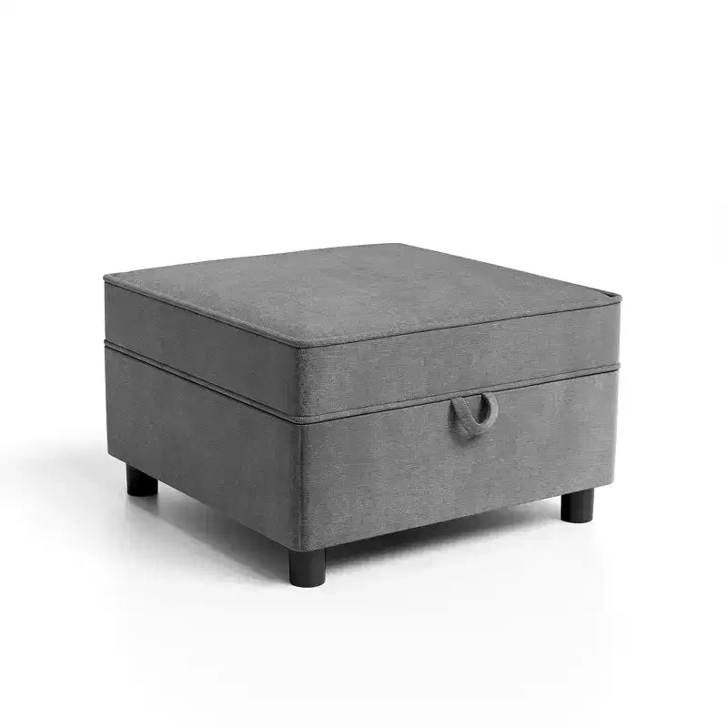 26.4 inches Chenille Storage Module for Sectional Sofa, Square Ottoman Module for Sectional Sleeper Sofa, for Couch Living Room Dark Grey, Grey
