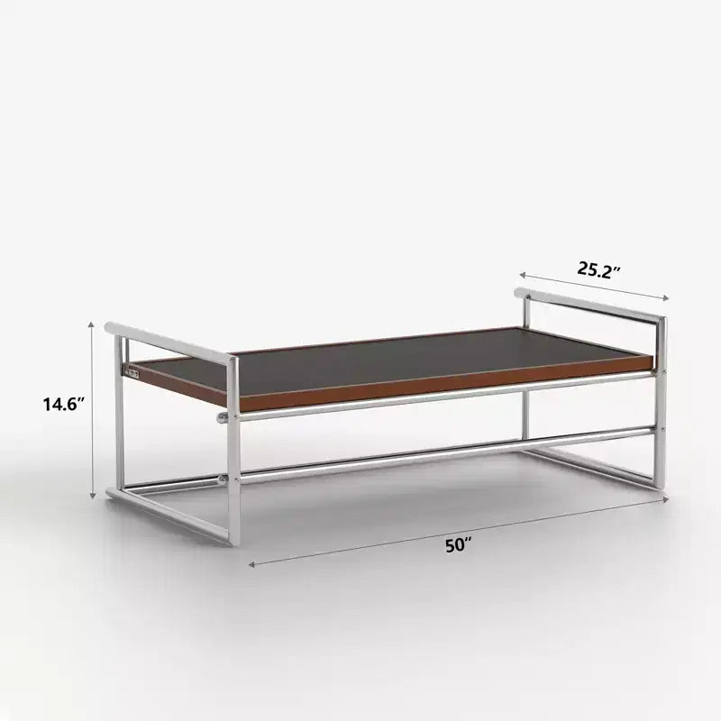 50 in. Modern Walnut 2-in-1 Transforming Coffee Table to Dining Table with Heavy Duty Stainless Steel Frame Brown Gaoyangjiaju
