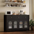 Buffet Cabinet with Storage, Modern Sideboard with Arched Acrylic Fluted Doors, Coffee Bar Cabinet with Adjustable Shelves for Living Room, Kitchen