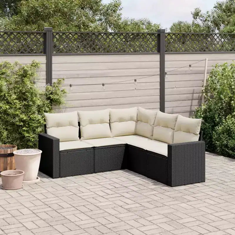 vidaXL Garden Sofa Set Black Poly Rattan Large Modular Garden Sofa Set