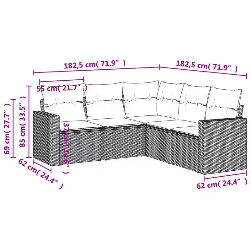 vidaXL Garden Sofa Set Black Poly Rattan Large Modular Garden Sofa Set