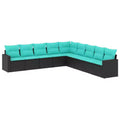 vidaXL 9 Piece Patio Sofa Set with Cushions Black Poly Rattan