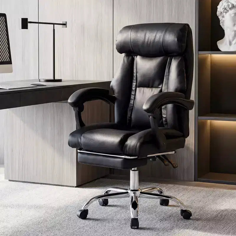 GDFStudio Faina Faux Leather Swivel Adjustable Height Executive Office Chair with Foot Rest