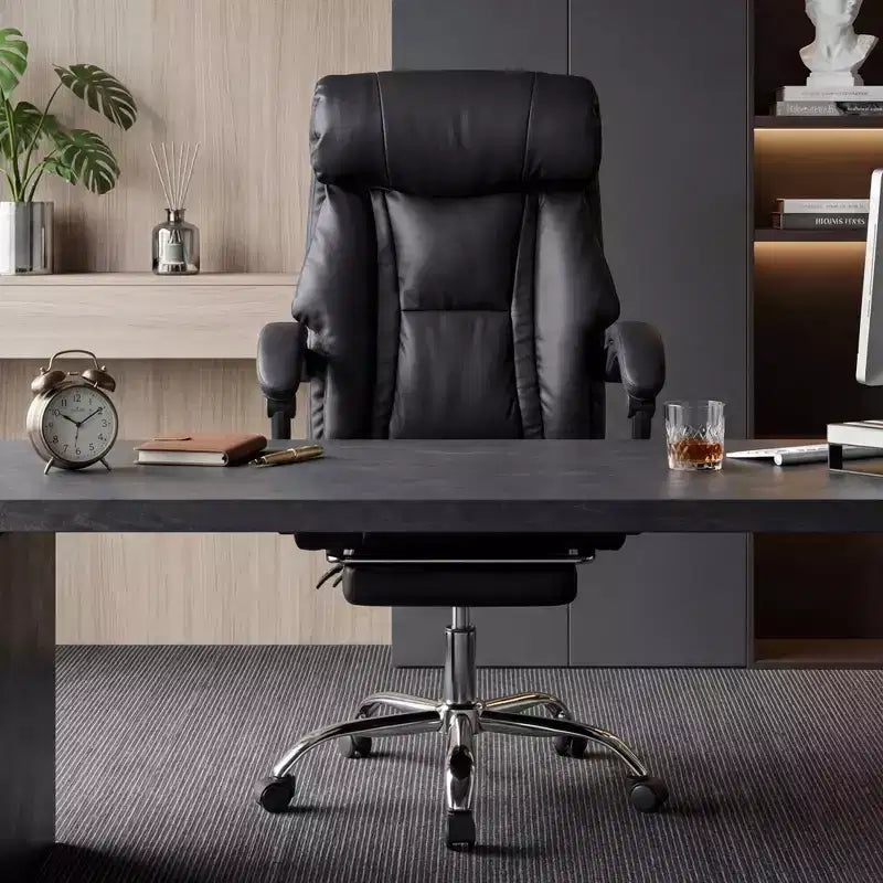 GDFStudio Faina Faux Leather Swivel Adjustable Height Executive Office Chair with Foot Rest