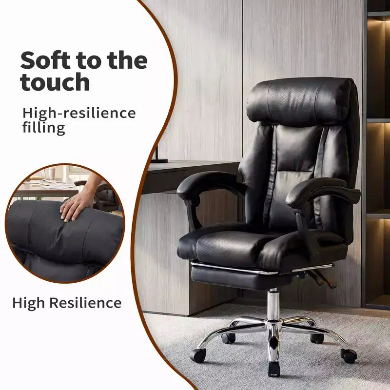 GDFStudio Faina Faux Leather Swivel Adjustable Height Executive Office Chair with Foot Rest