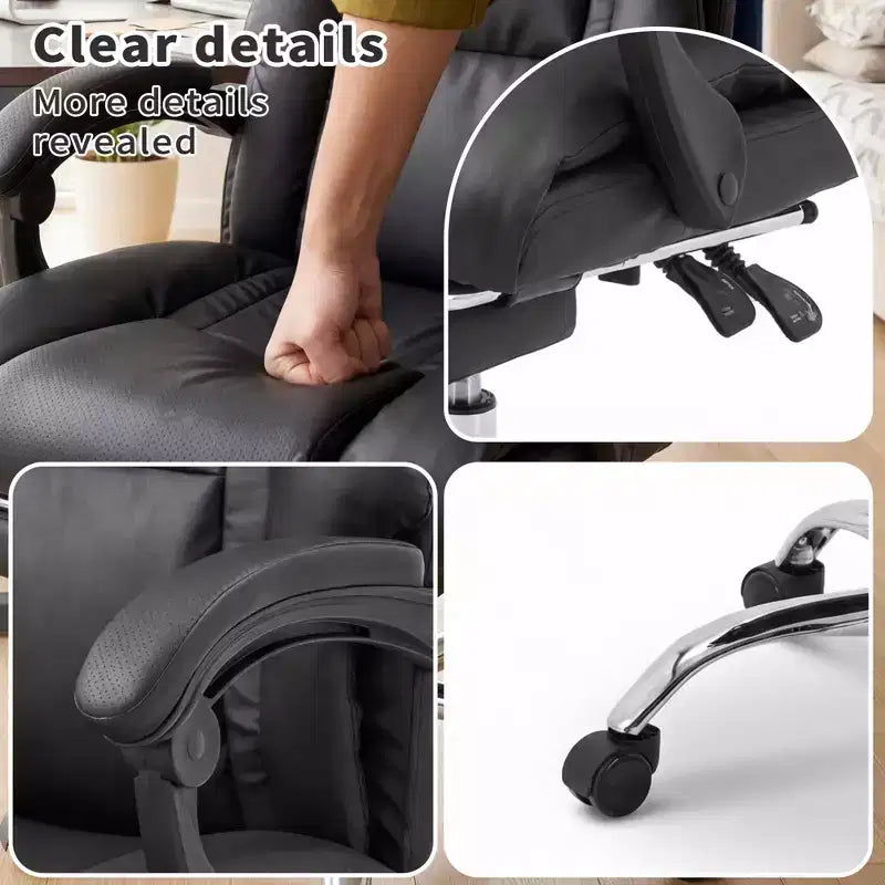 GDFStudio Faina Faux Leather Swivel Adjustable Height Executive Office Chair with Foot Rest