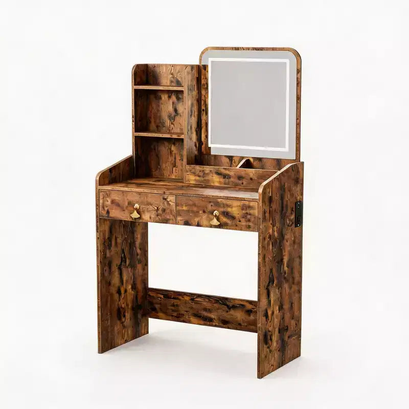 Vanity Desk with Mirror, Small Makeup Vanity Table Set with Storage Drawers & Chair, 3 Lighting Modes, Dressing Table for Women Girls