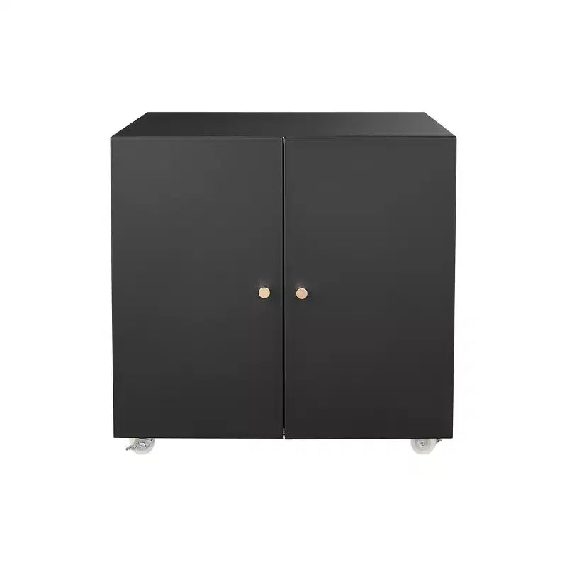 Steel Double-Door Printer Cabinet with Lockable Casters, Modern Storage Organizer
