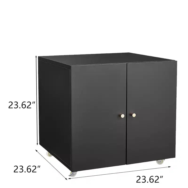 Steel Double-Door Printer Cabinet with Lockable Casters, Modern Storage Organizer