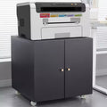 Steel Double-Door Printer Cabinet with Lockable Casters, Modern Storage Organizer