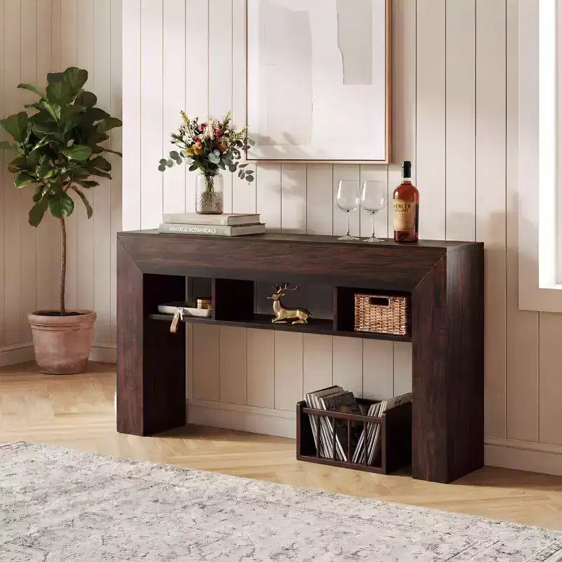 63 Inches Long Console Table for Entryway with Extra Storage Shelves, Farmhouse Sofa Table, Hallway Table for Living Room, Entrance, Foyer