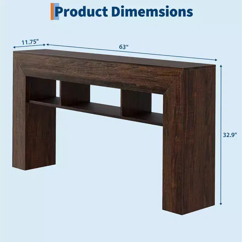 Console de 160 cm de long pour entrée avec étagères de rangement supplémentaires, table de canapé de ferme, table de couloir pour salon, entrée, foyer