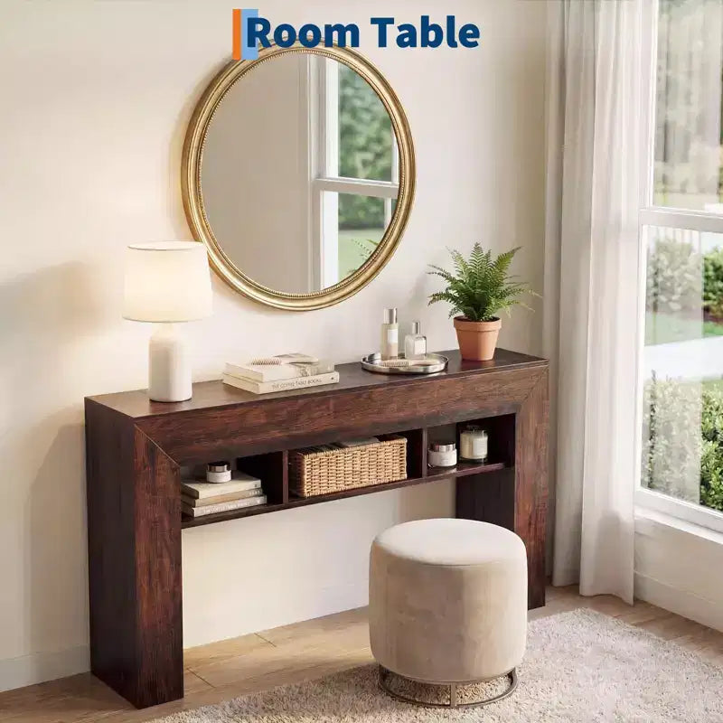 Console de 160 cm de long pour entrée avec étagères de rangement supplémentaires, table de canapé de ferme, table de couloir pour salon, entrée, foyer