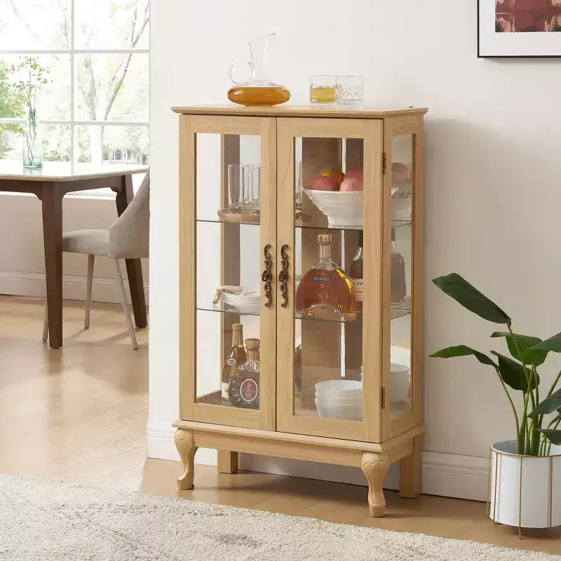 MAYEERTY Kitchen Pantry Cabinet Solid Wood 4 Adjustable Shelves Enclosed Doors