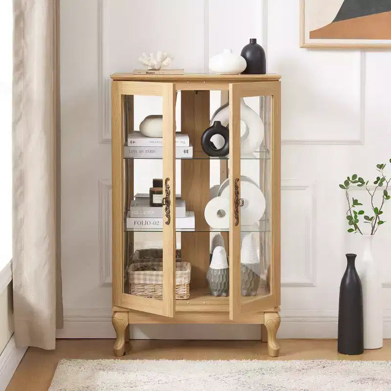 MAYEERTY Kitchen Pantry Cabinet Solid Wood 4 Adjustable Shelves Enclosed Doors