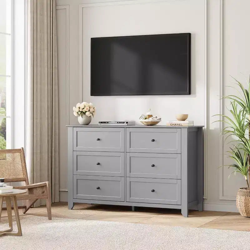 Commode à 6 tiroirs profonds, commodes modernes en bois, pour entrée, salon