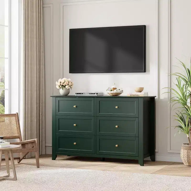 Commode à 6 tiroirs profonds, commodes modernes en bois, pour entrée, salon