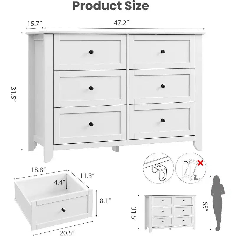 Commode à 6 tiroirs profonds, commodes modernes en bois, pour entrée, salon