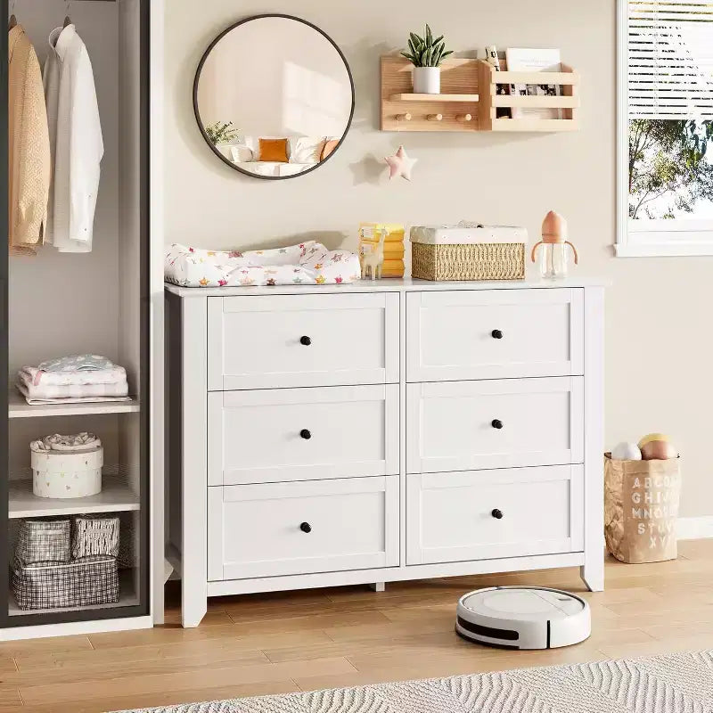 Commode à 6 tiroirs profonds, commodes modernes en bois, pour entrée, salon