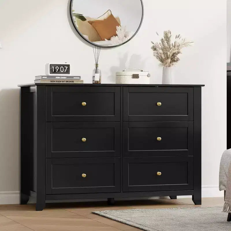 6 Drawer Dresser with Deep Drawers, Modern Wooden Chests, for Entryway, Living Room