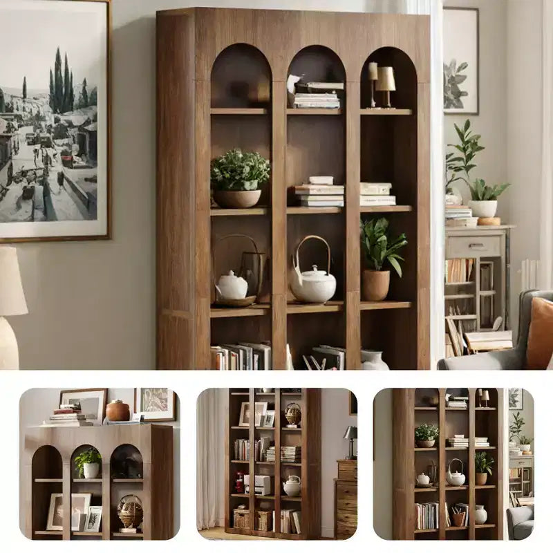 MAYEERTY Freestanding Retro Bookcase for Office Living Room Bedroom Library