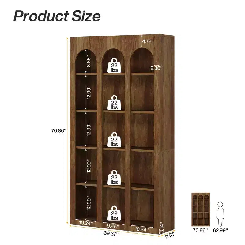 MAYEERTY Freestanding Retro Bookcase for Office Living Room Bedroom Library