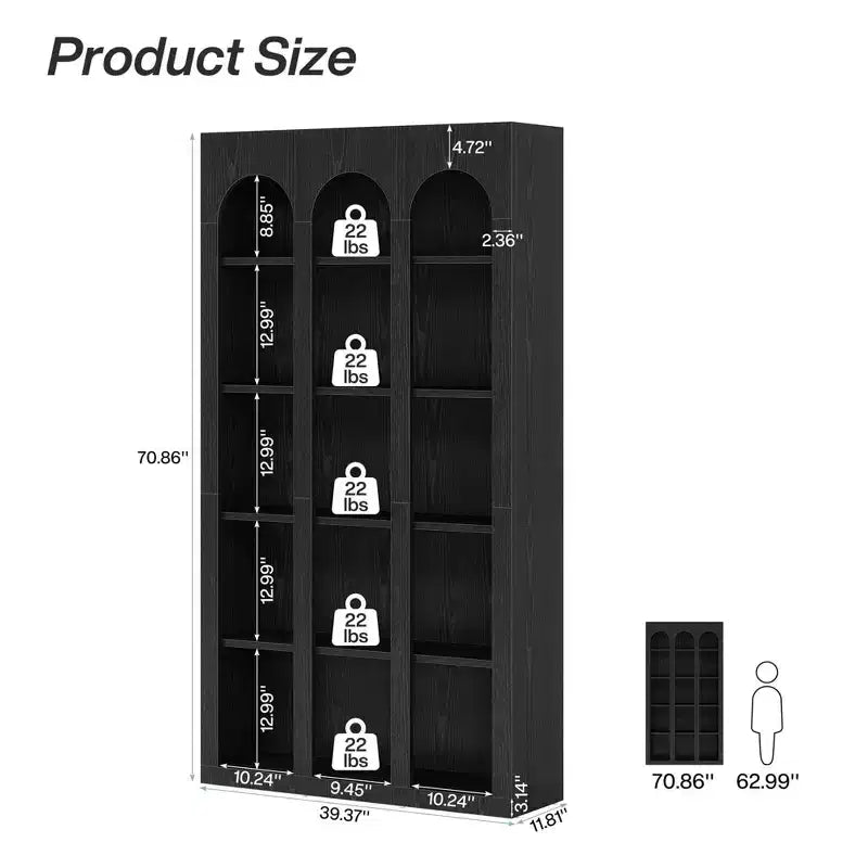 MAYEERTY Freestanding Retro Bookcase for Office Living Room Bedroom Library