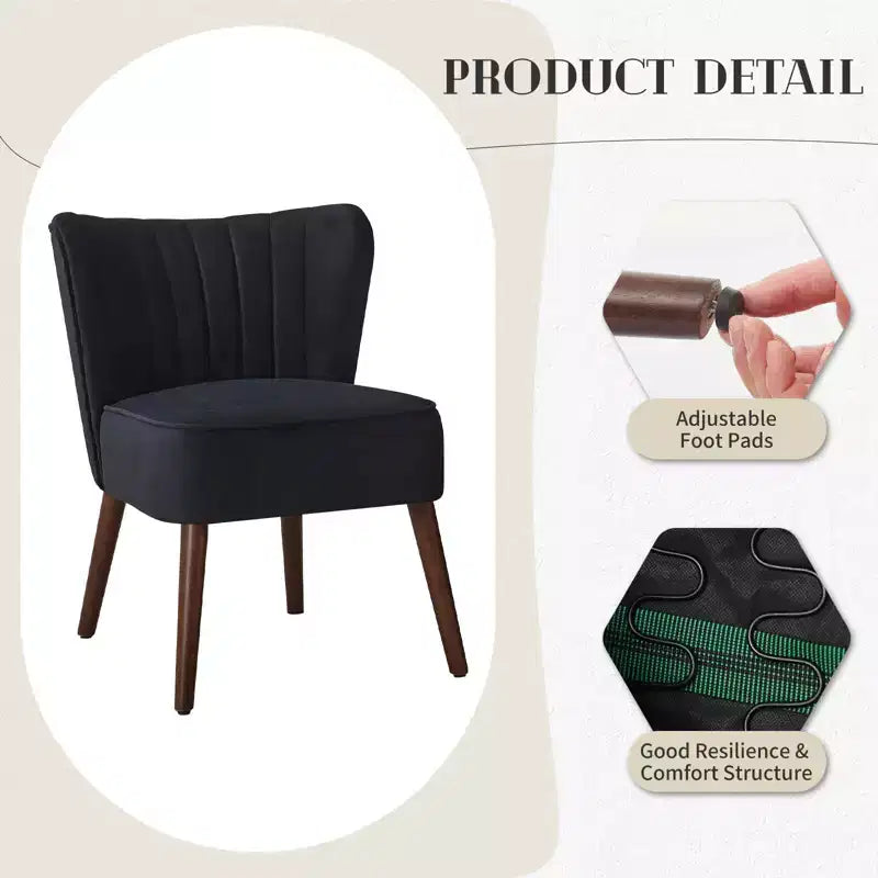 Modern Accent Chair Set of 2 Mid-Century, Velvet Upholstered Chair with Thick Cushion, Living Room Bedroom Home Decor