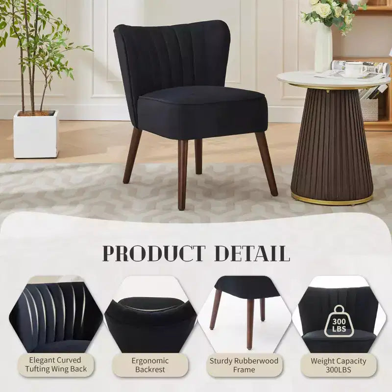 Modern Accent Chair Set of 2 Mid-Century, Velvet Upholstered Chair with Thick Cushion, Living Room Bedroom Home Decor
