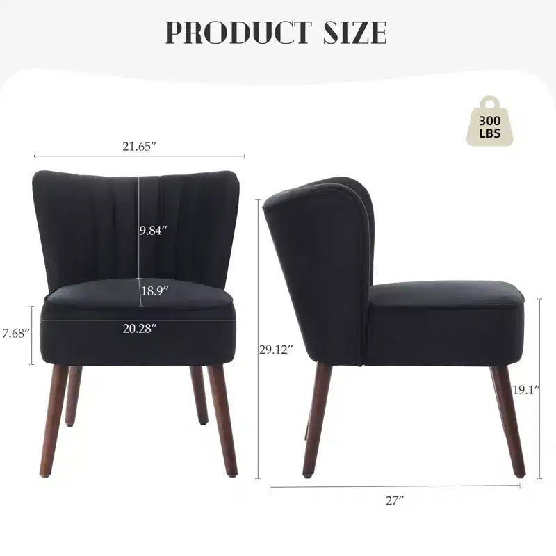 Modern Accent Chair Set of 2 Mid-Century, Velvet Upholstered Chair with Thick Cushion, Living Room Bedroom Home Decor