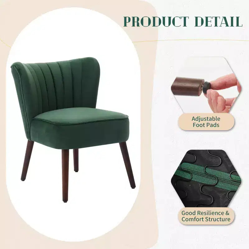 Modern Accent Chair Set of 2 Mid-Century, Velvet Upholstered Chair with Thick Cushion, Living Room Bedroom Home Decor