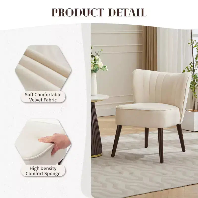 Modern Accent Chair Set of 2 Mid-Century, Velvet Upholstered Chair with Thick Cushion, Living Room Bedroom Home Decor