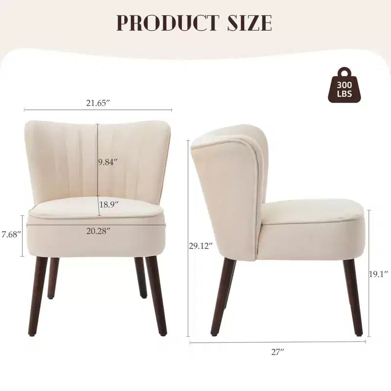 Modern Accent Chair Set of 2 Mid-Century, Velvet Upholstered Chair with Thick Cushion, Living Room Bedroom Home Decor