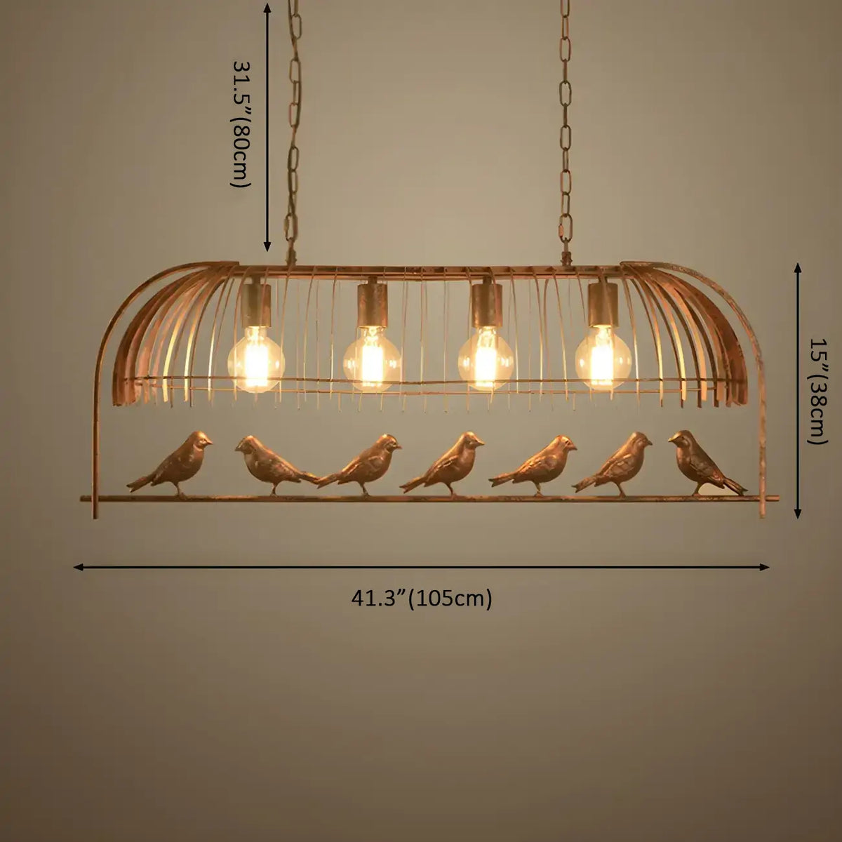 Lampadario da cucina a sospensione industriale in metallo a forma di gabbia per uccelli