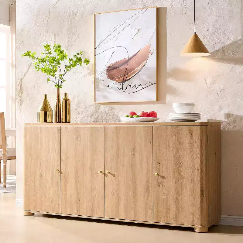 Credenza a Buffet da Cucina con 4 Ante e Ripiani, Credenza Moderna Grande, Mobile Contenitore per Bar Caffè da 66 Pollici