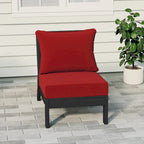 Polytrends Birchwood Sedia senza braccioli da esterno per patio con seduta profonda in HDPE per tutte le stagioni, nera con cuscini (1 pezzo)