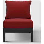 Polytrends Birchwood Sedia senza braccioli da esterno per patio con seduta profonda in HDPE per tutte le stagioni, nera con cuscini (1 pezzo)